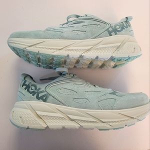 New Hoka One One Clifton Suede Smoke Green Shoes Mens 10 Womens 11